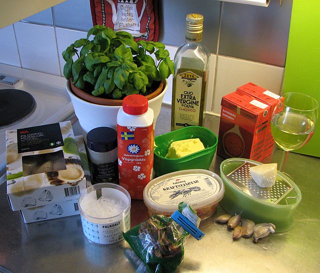 Skaldjurspasta: ingredienser till såsen