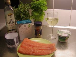 Ugnsbakad laxfilé med färska örter: ingredienser