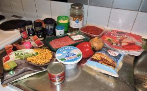 Enchiladas med köttfärs, svamp och oliver: ingredienser