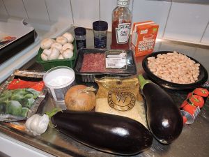 Köttfärsgratäng med bönor och svamp: ingredienser